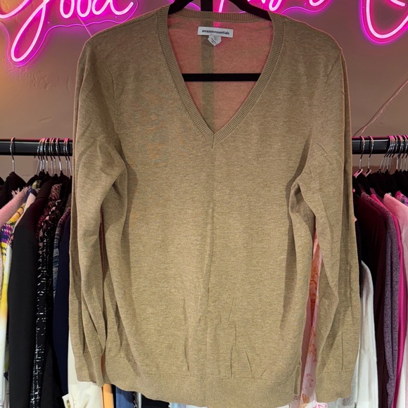 Amazon Essentials Tan V-Neck Sweater - Picture 1 of 5